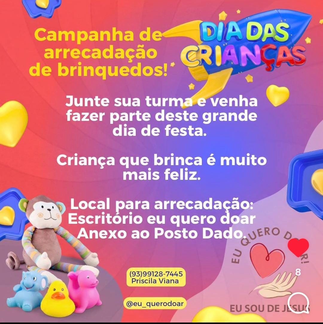 Vamos ajudar nossas crianças carentes! Entre em contato com @eu_querodoar