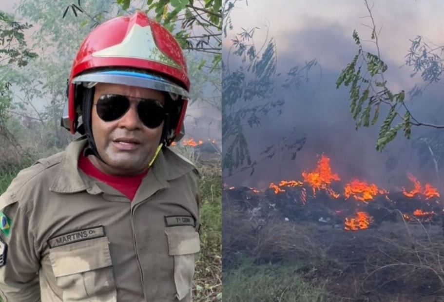 Bombeiros são acionados para combater incêndio em vegetação próximo ao aeroporto de Itaituba